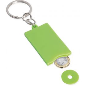 Plastic and metal keychain with shopping disc. Coin