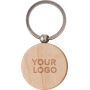 porte-clés rond en bois et en métal, personnalisé avec votre logo