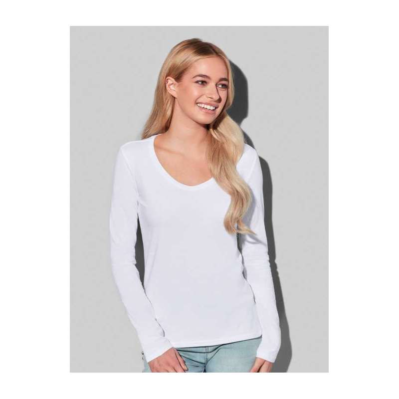 T-Shirt Claire V-Neck Long Sleeve Donna Manica Lunga Stedman