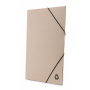 Ecological folder in recycled cardboard. 25 x 3.1 x 34 cm. Tripod and elastic closure.
