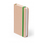 Notebook/Notes in natural cardboard 9 x 14 cm. White interior with bookmark and elastic.