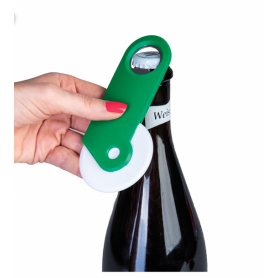 Pizza size wheel, with bottle opener function. Capricious