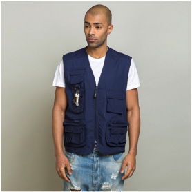 Gilet multipockets sleeveless top in Policotton, Multi, Unisex, Ale