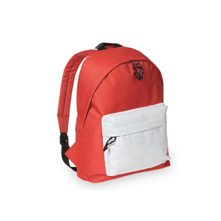 Backpack with shoulder straps and front pocket, two-tone pattern. Discovery