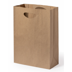 Lightweight bags in recycled paper of 80g/m2. 26 x 12 x 36 cm. Haspun