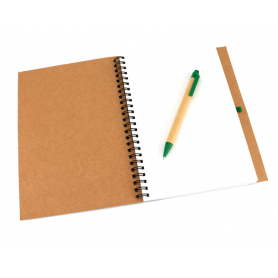 copy of Notebook/Notes in PU and Cork 14 x 21 cm with elastic and striped interior. Customizable with your logo!