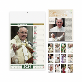 Calendar 2024 "Pope Francis" 29 x 47 cm wall. Illustrated