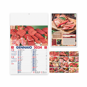 Calendar 2024 "Meat and Butcher" 29 x 47 cm wall. Illustrated