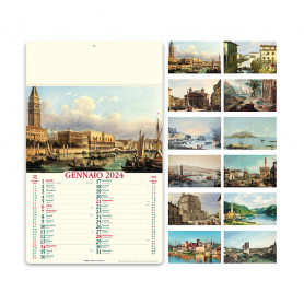 Calendar 2024 "Ancient Italy" 31 x 52.5 cm wall. Vintage Italian Almanac