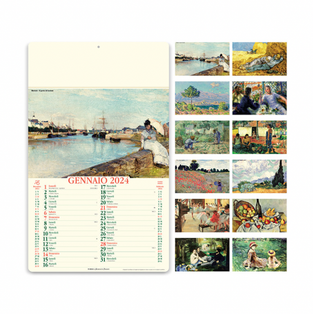 Calendario 2024 "Artistico" 31 x 52,5 cm da muro. Vintage Almanacco Italiano