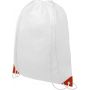 White drawstring backpack bag. Colored reinforcements. 210D. 5L. Oriole Backpack