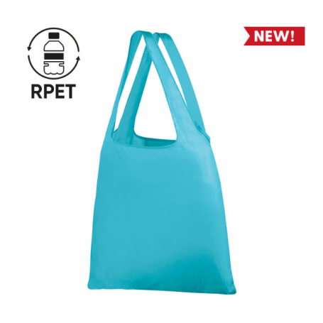 R-PET Shopping Bag 38 x 40 x 9 cm resealable in clutch bag. 210T. Cycle.