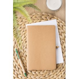 copy of Notebook/Notes in PU and Cork 14 x 21 cm with elastic and striped interior. Customizable with your logo!