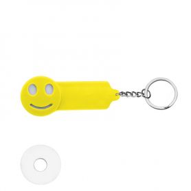 Promo Stock 50 porte-clés en plastique et métal jaune avec disque d’achat. Sourire