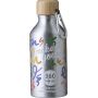 Aluminium water bottle 400ml. Bamboo stopper. 360° DTG printing. Addison