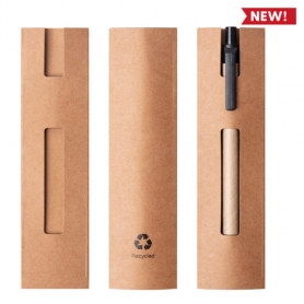 Étui à stylos en papier recyclé. 4 x 15,5 cm. Prospectus
