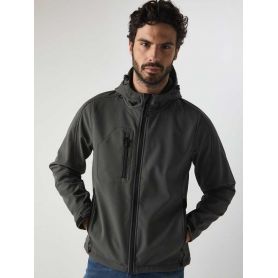 3-layer softshell jacket, hood. Hooded softshell
