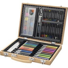 67-piece drawing/colouring case set. Rainbow