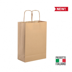 Shopping Bag 28 x 39 x 10 cm in carta naturale 90 g/m2. Maniglia ritorta. M