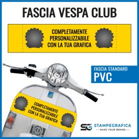 Vespa Club headband in PVC. Standard/rectangular model. Customized with your own graphics.