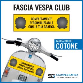 Fascia Vespa Club in Cotone Canvas pregiato. Modello Delux. Personalizzata con la tua grafica.
