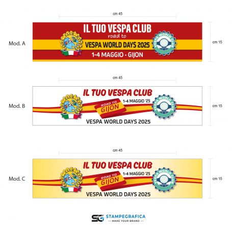 Bandeau Vespa pour l’événement « Vespa World Days 2024 » avec le logo de votre Vespa Club.