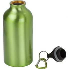 water Bottle Eco Aluminum 400ml with screw cap and carabiner clip