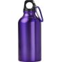 water Bottle Eco Aluminum 400ml with screw cap and carabiner clip