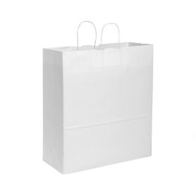 Sac Shopping 36 x 41 x 12 cm, enveloppe, papier Kraft, Blanc