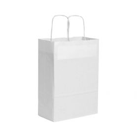 Sac Shopping 22 x 29 x 10 cm enveloppe de papier Kraft, Blanc