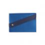 Port documents 19,5 x 13 cm with flap-blue, oblique, and button customizable with your logo