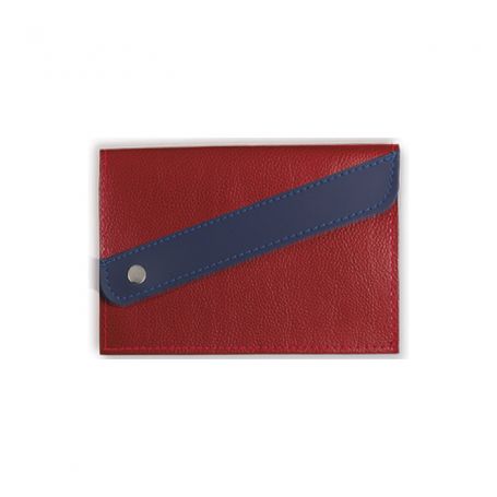 Port documents 19,5 x 13 cm red with oblique flap and button customizable with your logo