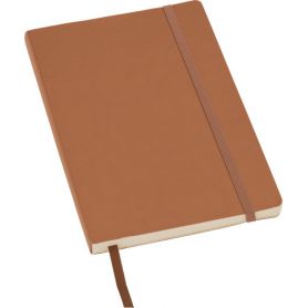 Notebook/Notes in PU 14 x 21 cm with elastic and striped interior. Customizable with your logo!