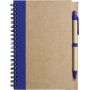 Notes/ordinateur Portable bleu 13 x 17 cm en papier recyclé avec un stylo. Personnalisable avec votre logo