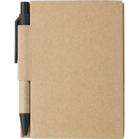 Notes/black Notebook in carton 9 x 11 cm, with a pen and pages in rows. Customizable with your logo!