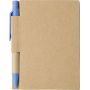 Notes/Notebook light blue cardboard 9 x 11 cm, with a pen and pages in rows. Customizable with your logo!