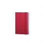 Notes/Cahier rouge 9 x 14 cm) de Midi à couverture rigide avec élastique et pages en lignes. Personnalisable avec votre logo!