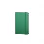 Notes/Carnet vert 9 x 14 cm) de Midi à couverture rigide avec élastique et pages en lignes. Personnalisable avec votre logo!
