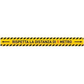 Floor adhesive "RESPECT THE DISTANCE OF 1 METER". Alert safety health emergency.