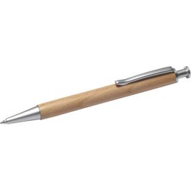 Ballpoint pen in wood material with special silver-plated