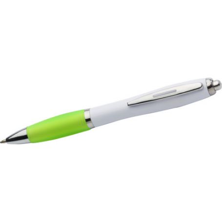 Ballpoint pen in ABS with white body rubber grip colored