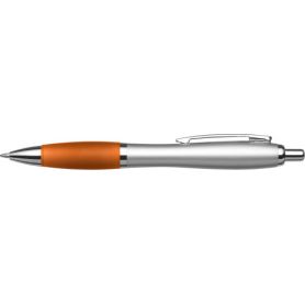 Ballpoint pen in ABS body with silver-plated and rubber grip colored
