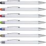 ball-point Pen capacitive white aluminium ( effect laser engraving colored )