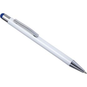 Penna a sfera capacitiva bianca in alluminio ( effetto incisione laser colorato )