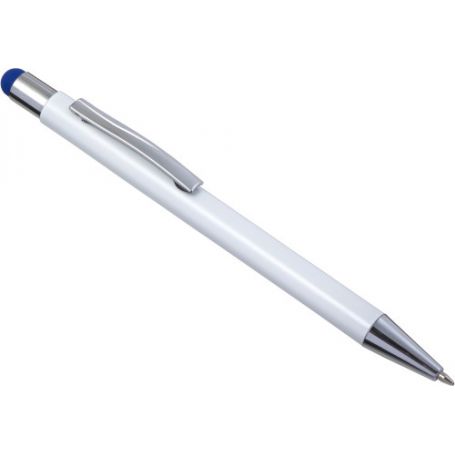 Ballpoint pen capacitive white aluminium ( effect laser engraving colored )