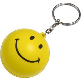 Portachiavi antistress Smile giallo personalizzabile con il tuo logo