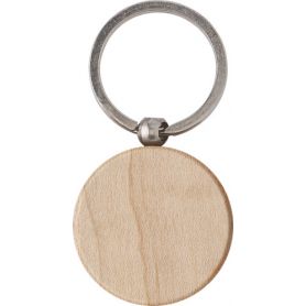 Keychain, round wood and metal, personalized with your logo