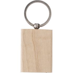 Rectangular keyring made of wood and metal, personalized with your logo